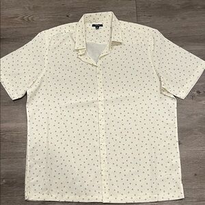 Alfani Off-White Patterned Button Down Shirt